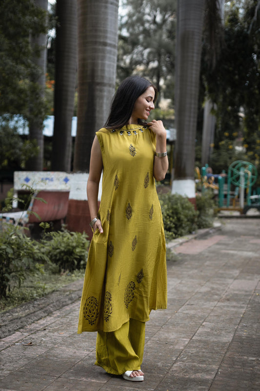 Haldi Wear Mustard Color Mirror Hand Work Designer Palazzo Suit