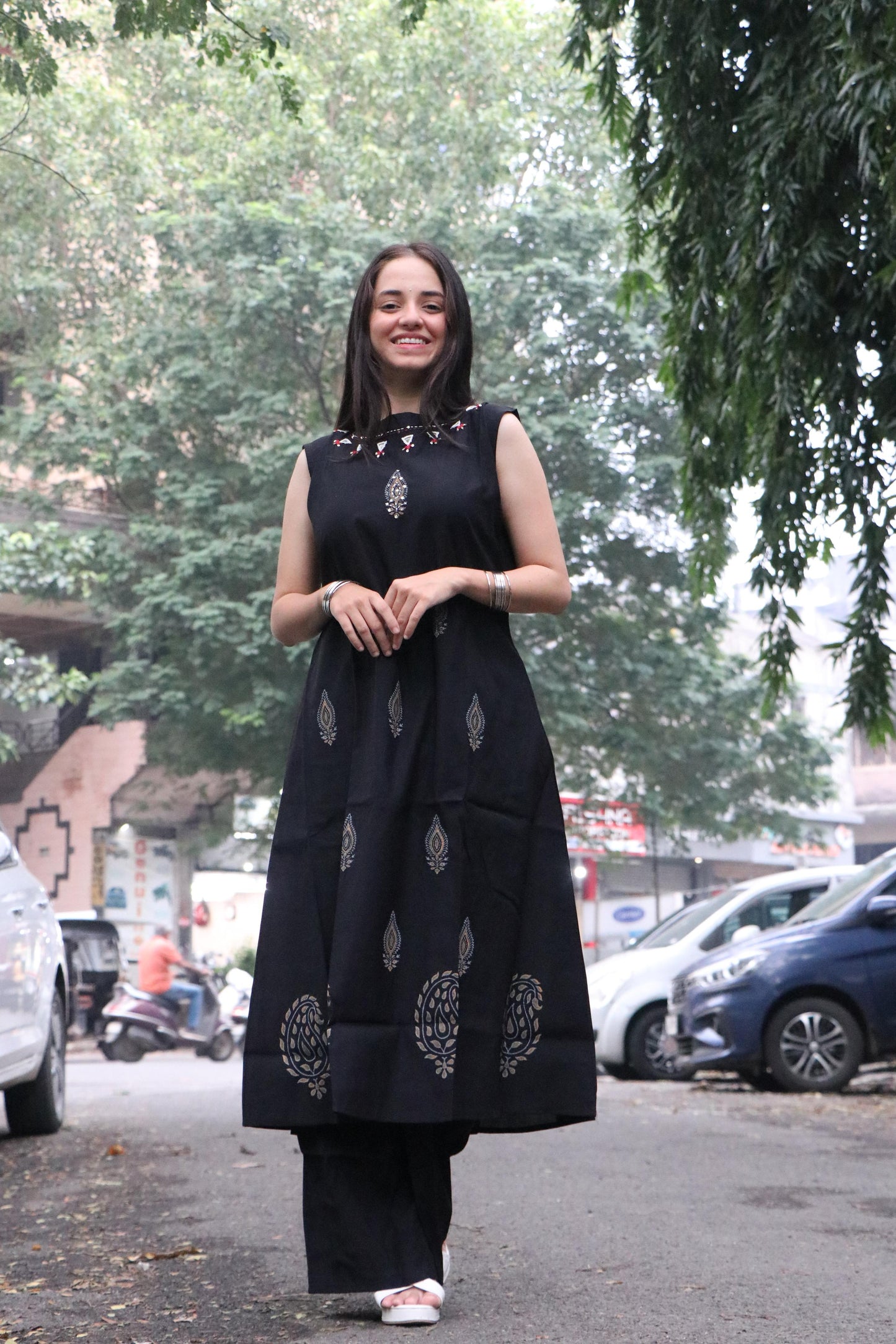 Party Wear Black Color Mirror Hand Work Designer Palazzo Suit