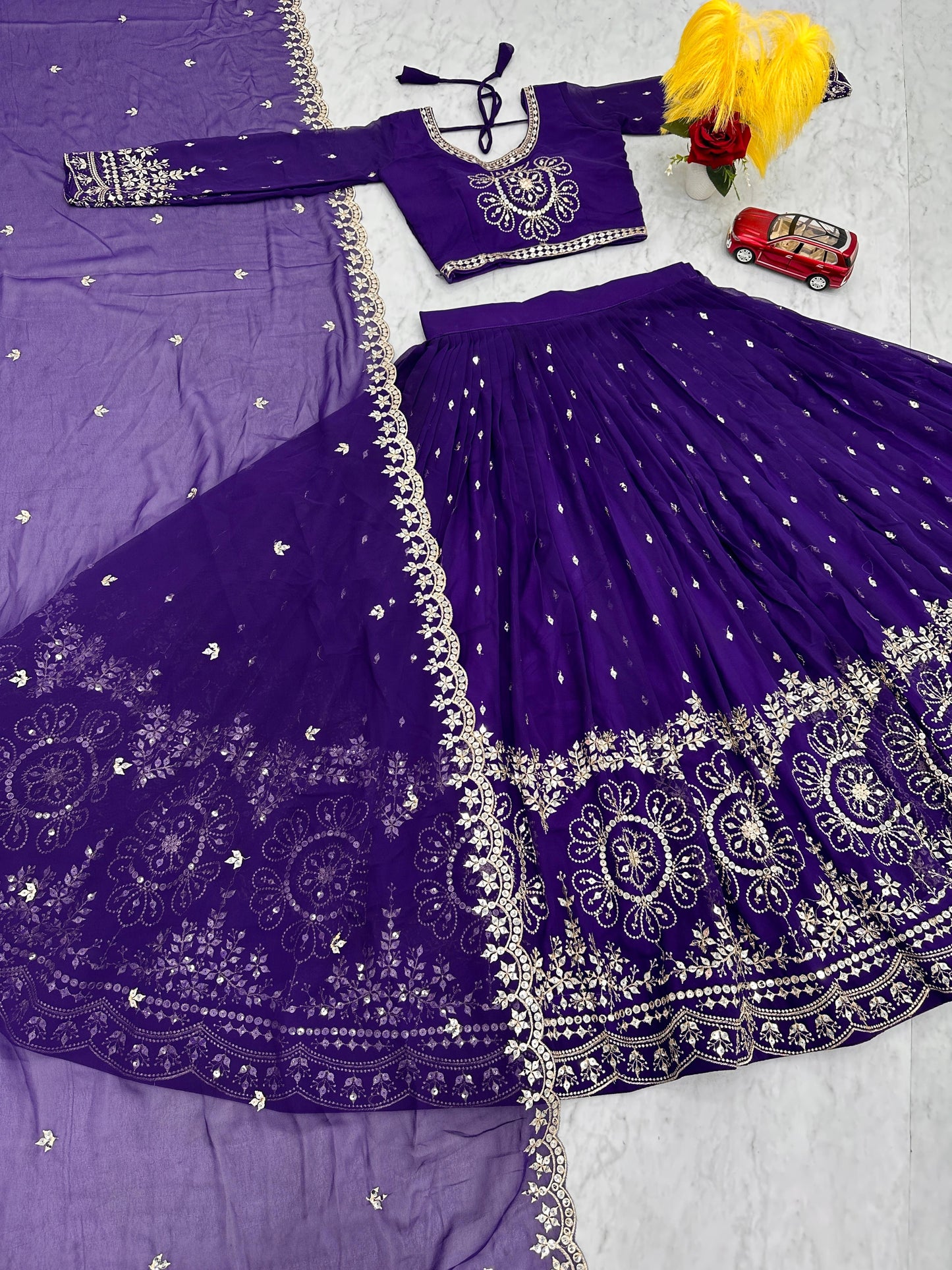Exclusive Blue Color Heavy Faux Georgette Heavy Embroidery 7 mm Sequence Work Designer Lehenga Choli
