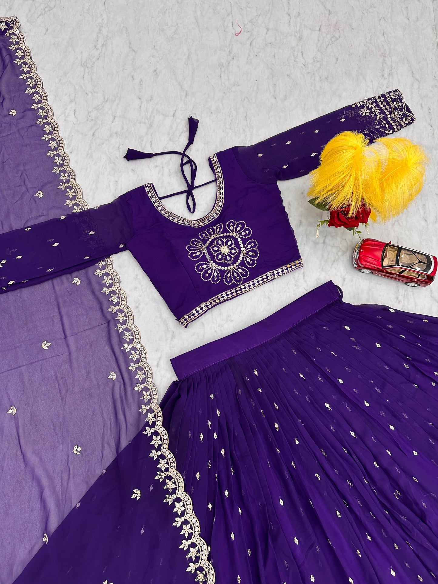 Exclusive Blue Color Heavy Faux Georgette Heavy Embroidery 7 mm Sequence Work Designer Lehenga Choli