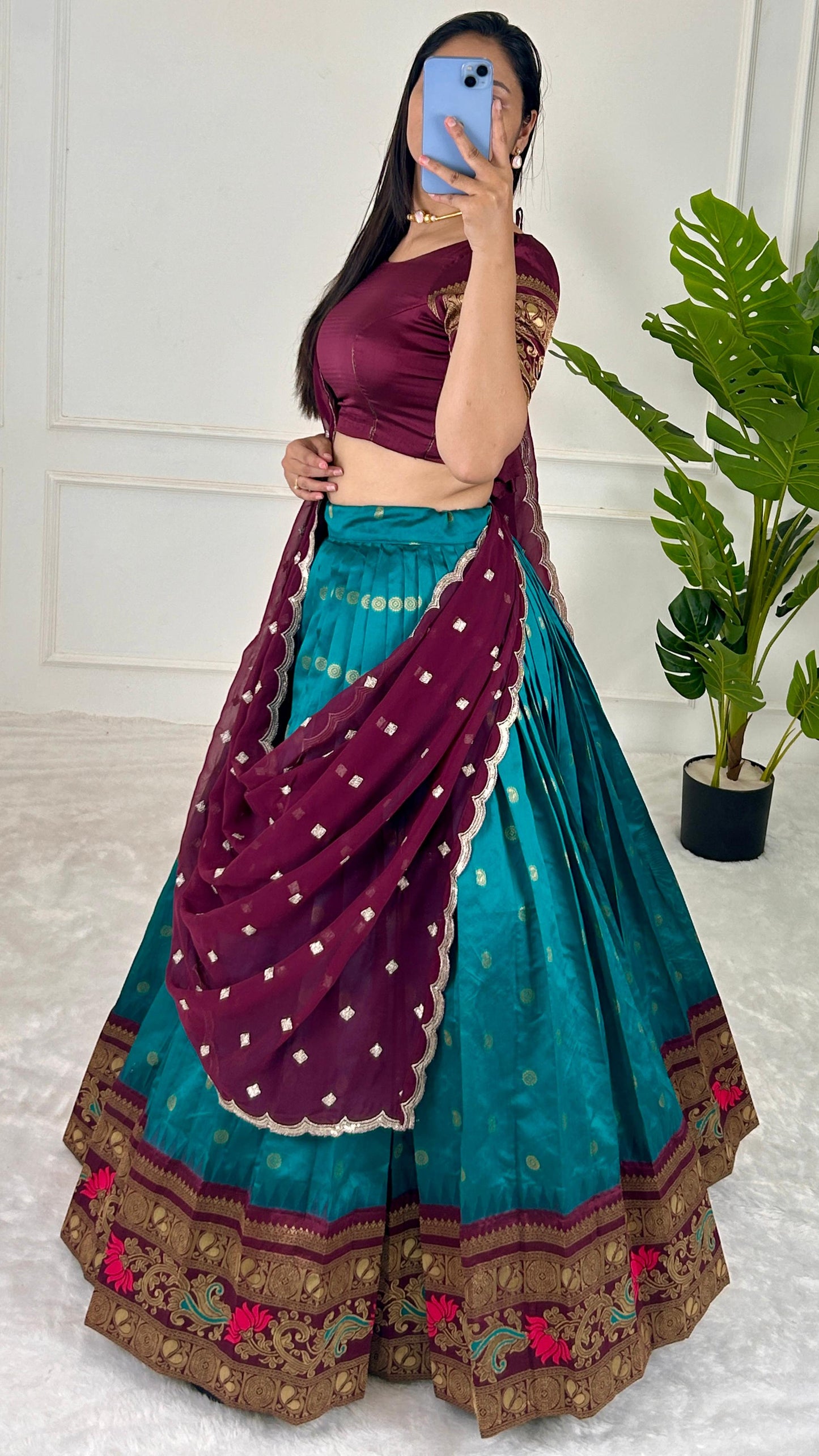 Beautiful Designer Green Color Jacquard Silk Lehenga Choli
