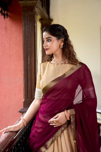 South Indian Wear Beige Color Kanchipuram Zari Weaving Work Designer Lehenga Choli