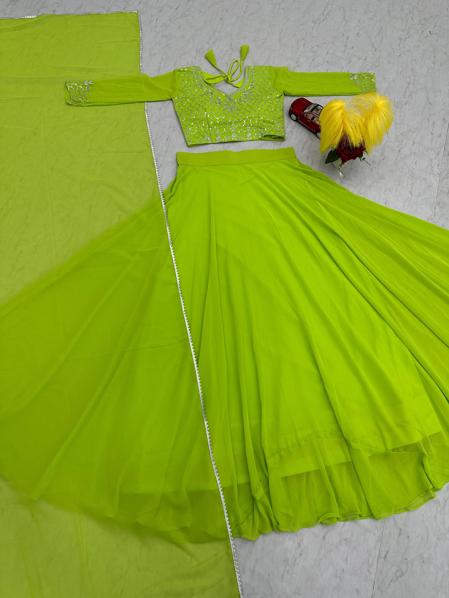 Attractive Green Color Faux Georgette With Heavy Embroidery Sequence Work Designer Gown