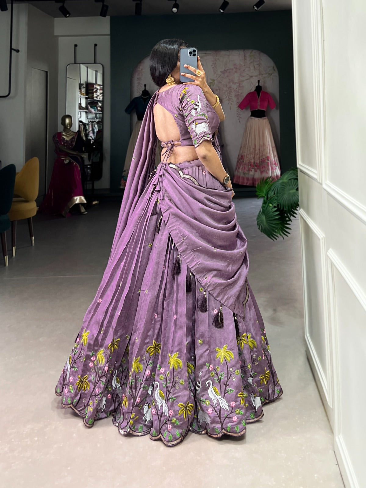 Luxuriant Lavender Color Vichitra Simmer Sequins and Thread Embroidery Work Designer Lehenga Choli