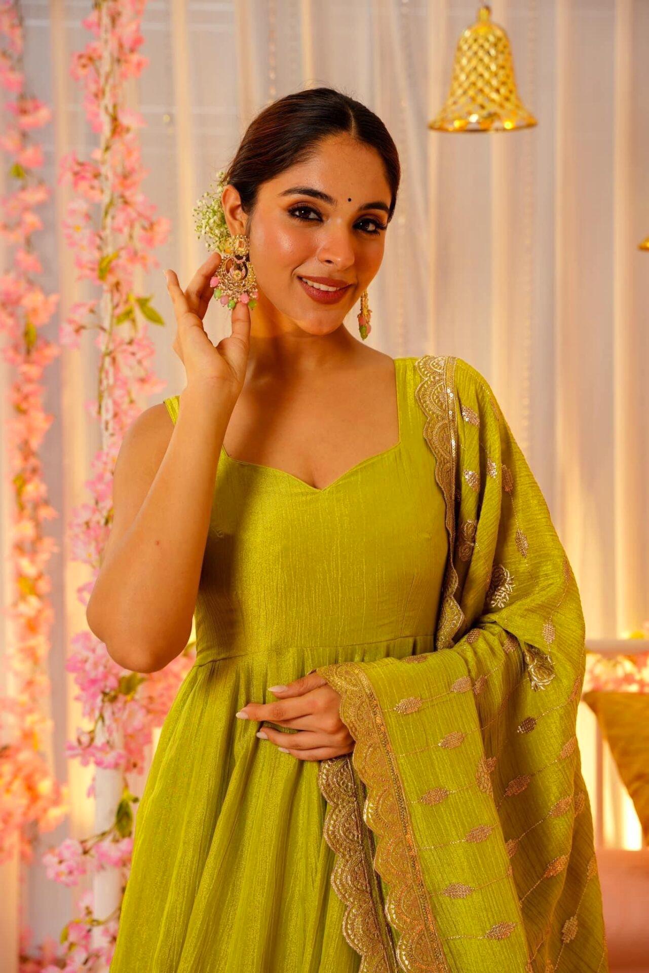 Reception Wear Lemon Yellow Color Roman Silk Fabric With Sequence Zari Lace Designer Gown