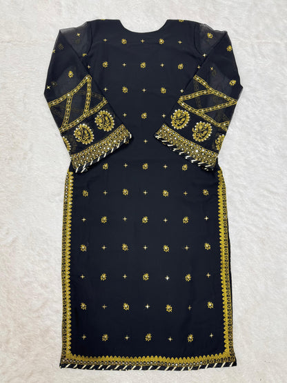 Stunning Black Color Faux Georgette And Thread With Sequence Work Beautiful Salwar Suit