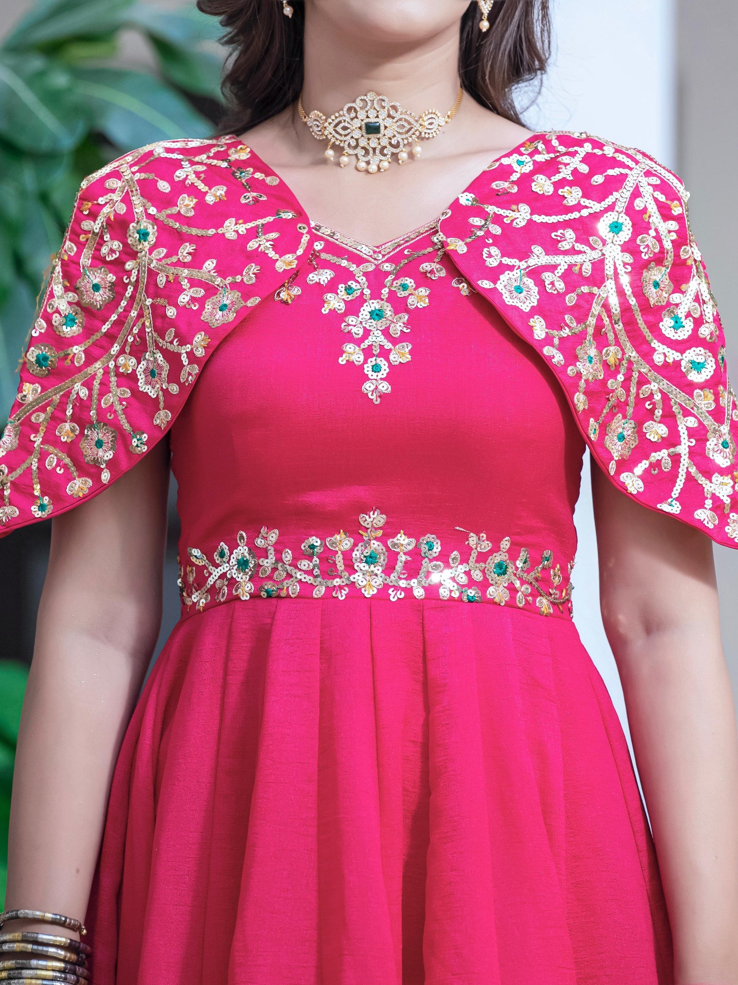 Beautiful Pink Color Simmar Vichitra Silk With Embroidery Sequence Work Designer Gown