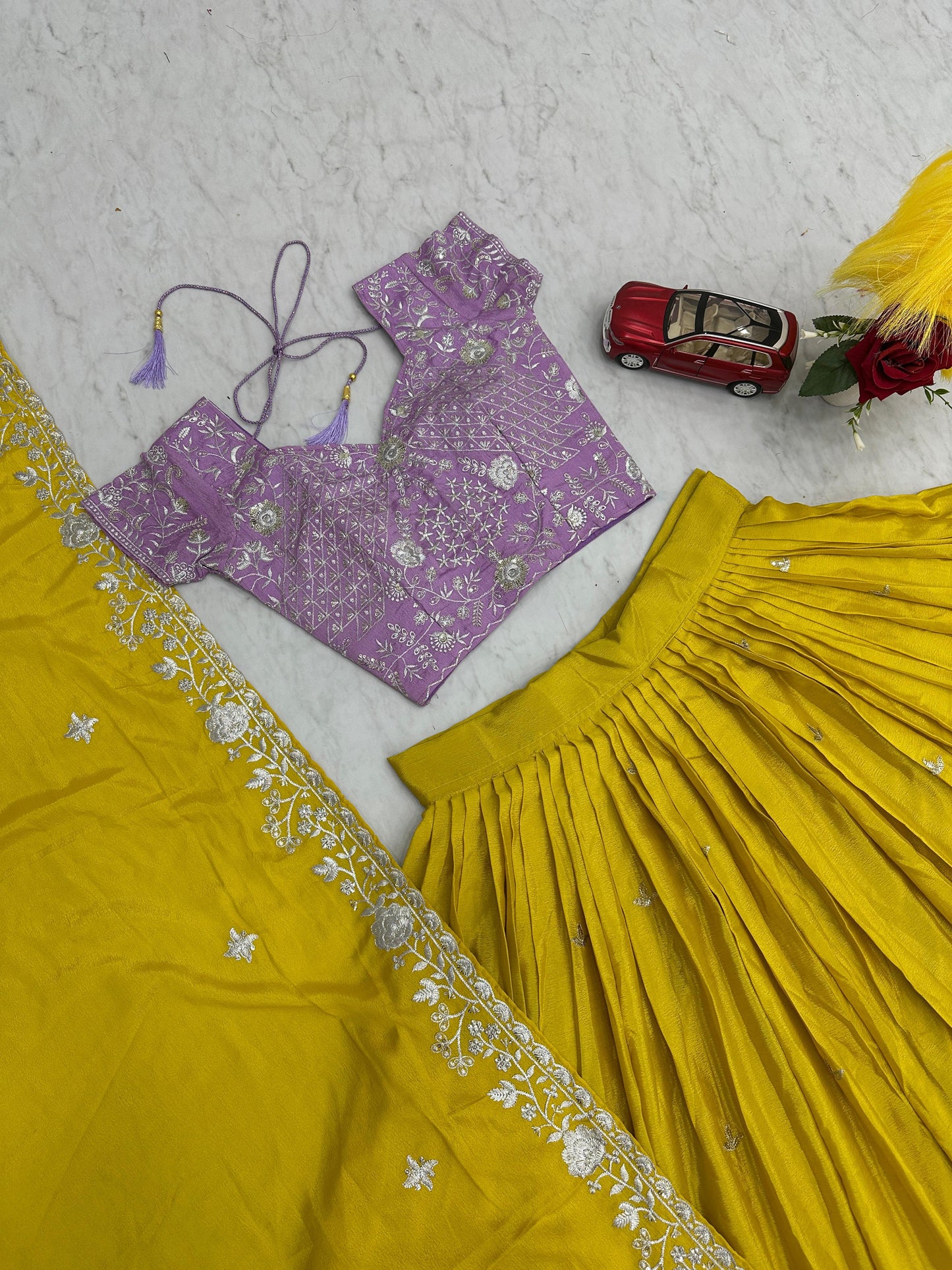 Haldi Wear Yellow Color Chinon With Heavy Embroidery Sequence Work Designer Lehenga Choli