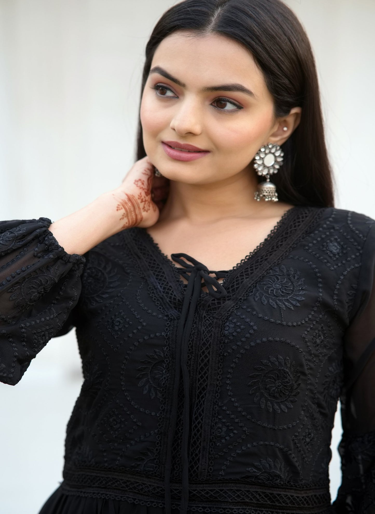 Casual Wear Black Color Faux Georgette And Embroidery Work Beautiful Gown
