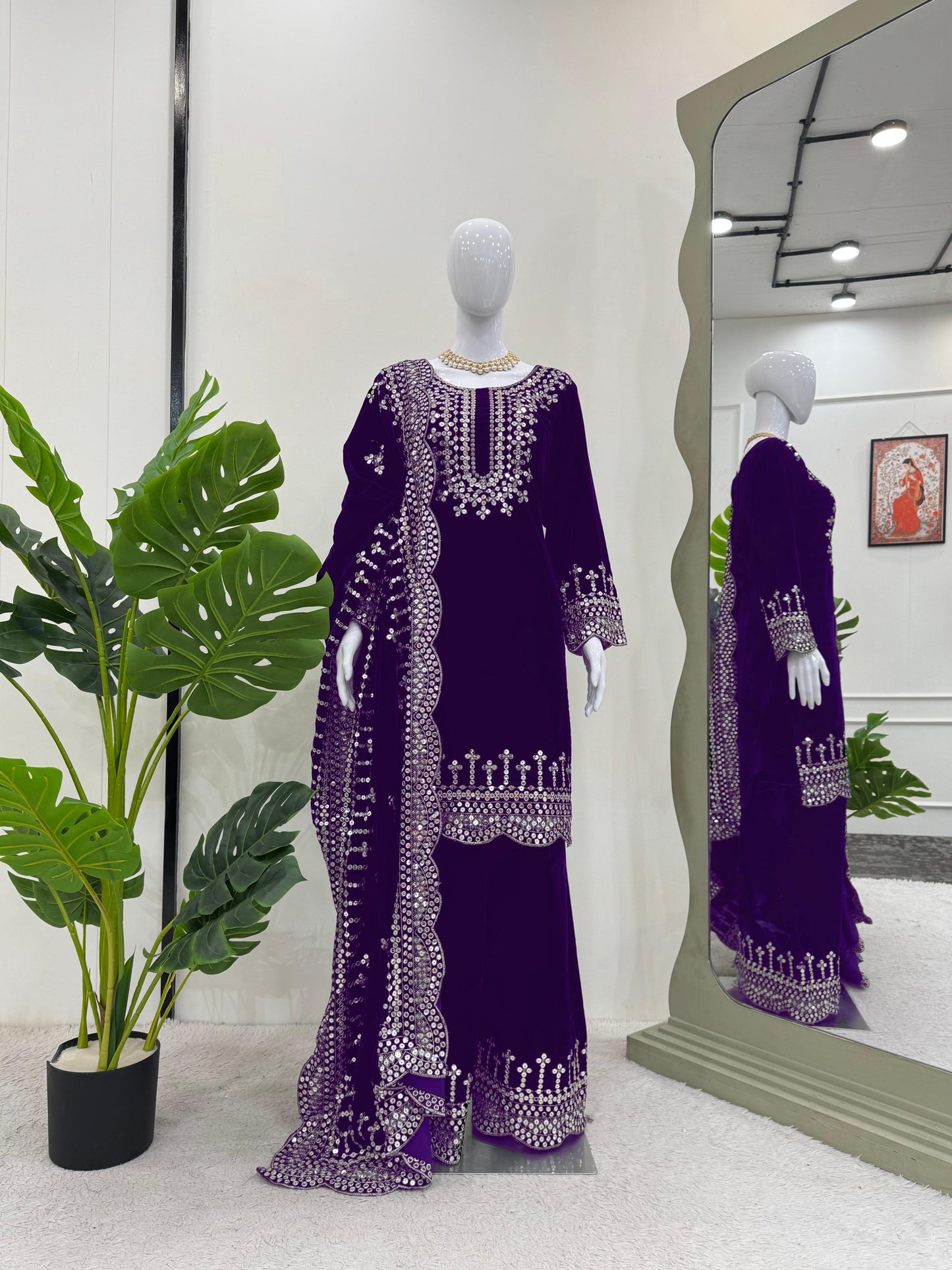 Eyes Catching Royal Blue Color Viscos Velvet And Thread With Sequence Work Designer Salwar Suit