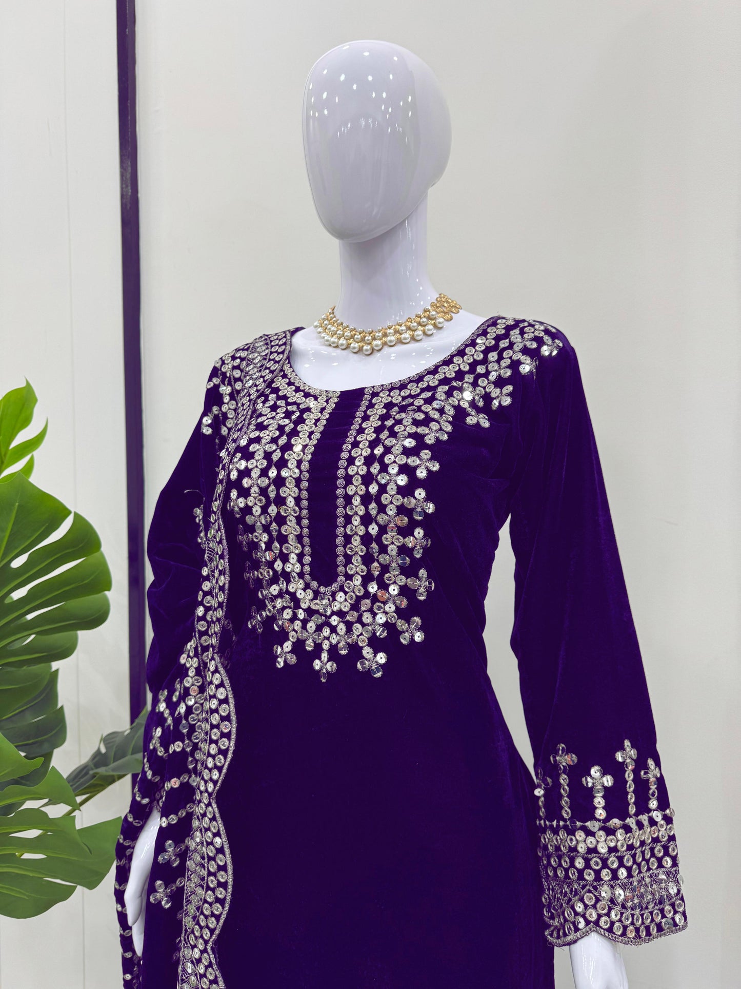 Eyes Catching Royal Blue Color Viscos Velvet And Thread With Sequence Work Designer Salwar Suit