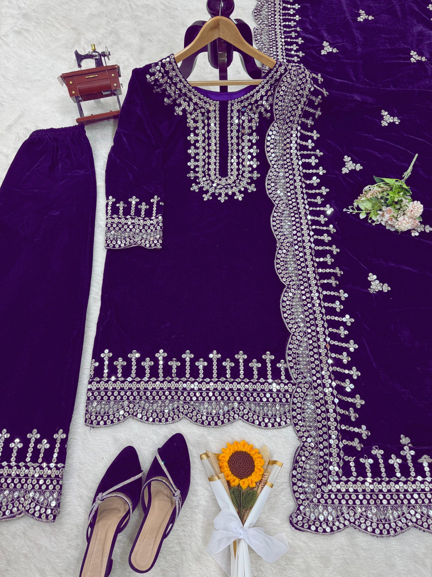 Eyes Catching Royal Blue Color Viscos Velvet And Thread With Sequence Work Designer Salwar Suit
