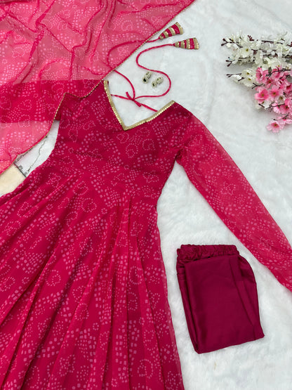 Latest Designer Pink Color Pure Georgette Printed Anarkali Suit