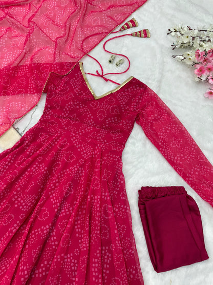 Latest Designer Pink Color Pure Georgette Printed Anarkali Suit