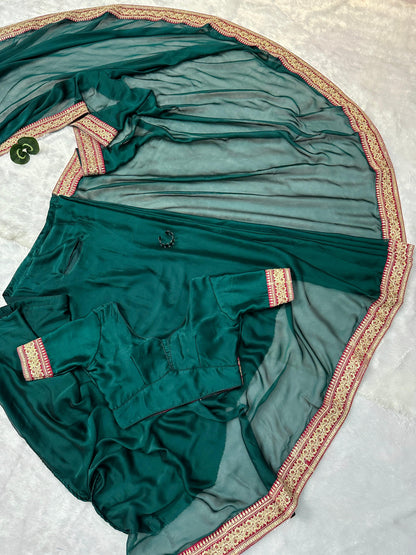 Adorable Green Color Floral Printed Saree