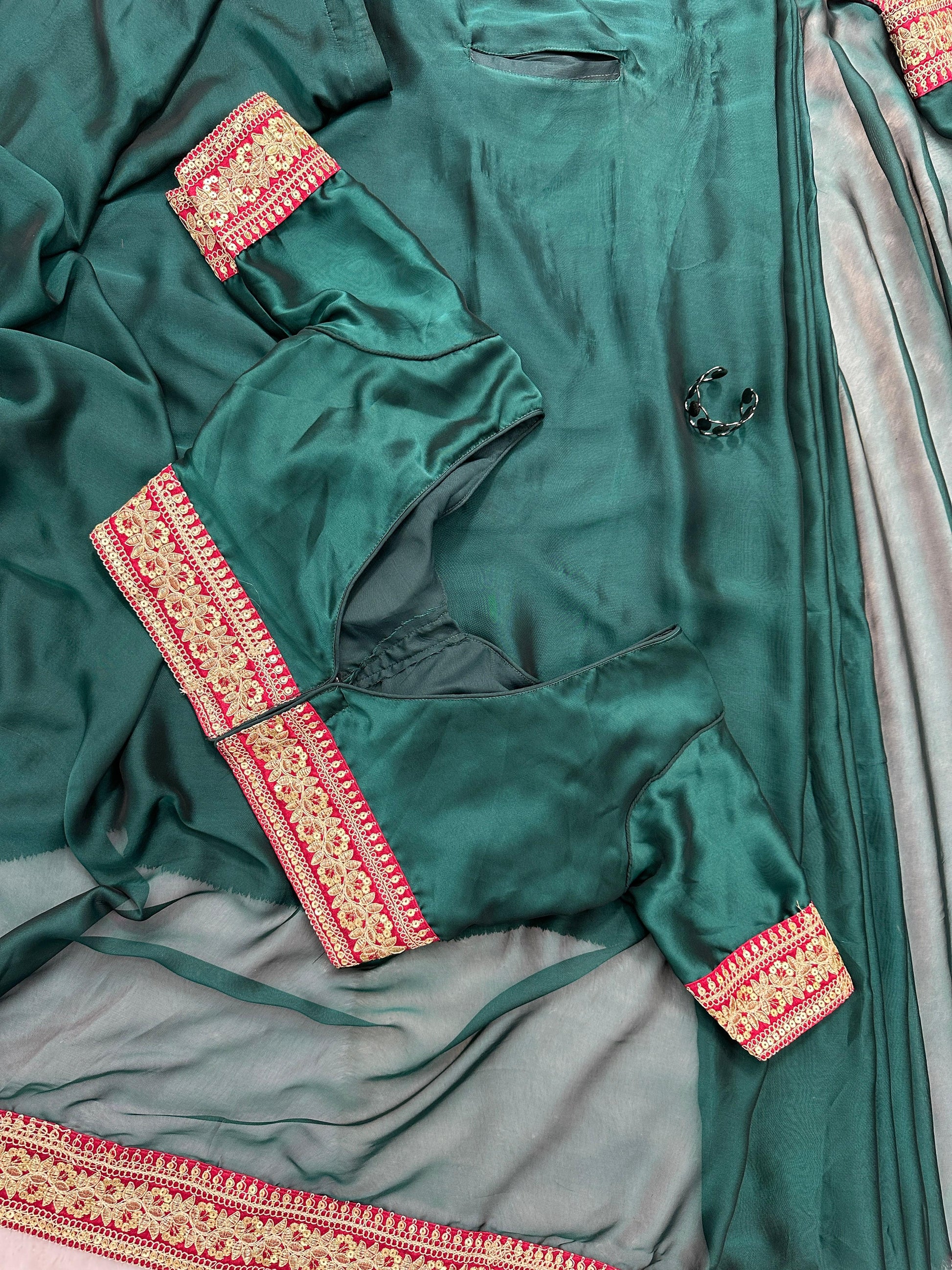 Adorable Green Color Floral Printed Saree