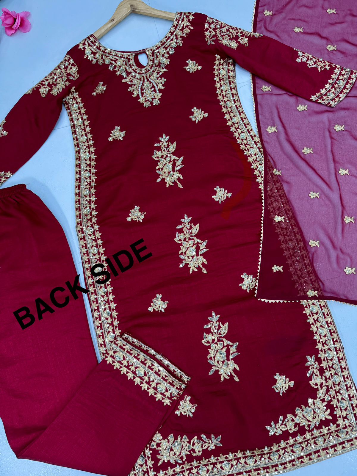Alluring Maroon Color Heavy Vichitra Silk With Embroidery Sequences Work Designer Palazzo Suit