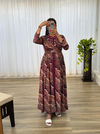 Party Wear Exquisite Hand Embroidered And Handwork Gown