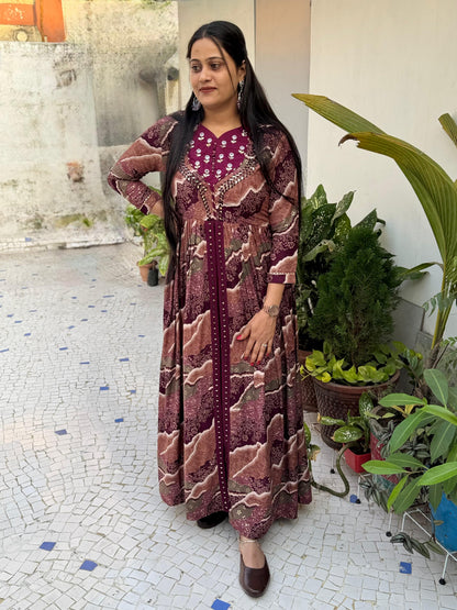 Party Wear Exquisite Hand Embroidered And Handwork Gown