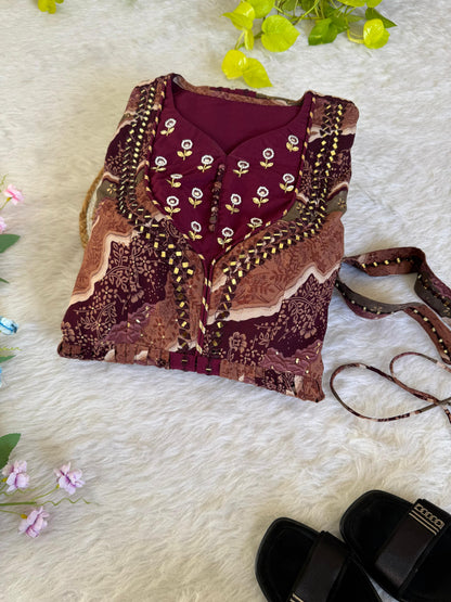 Party Wear Exquisite Hand Embroidered And Handwork Gown
