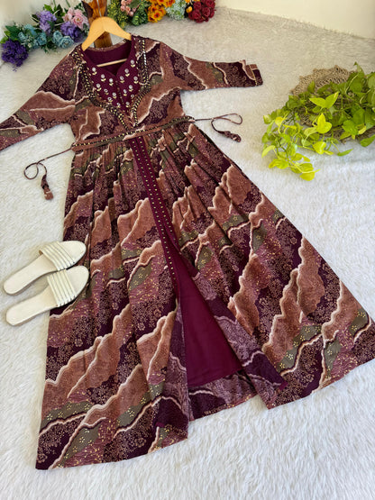 Party Wear Exquisite Hand Embroidered And Handwork Gown