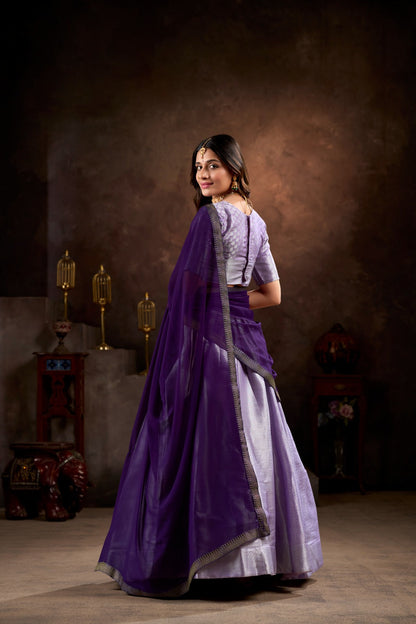 Wedding Wear Lavender Color Beautiful Jacquard Silk With Weaving Work Designer Lehenga Choli