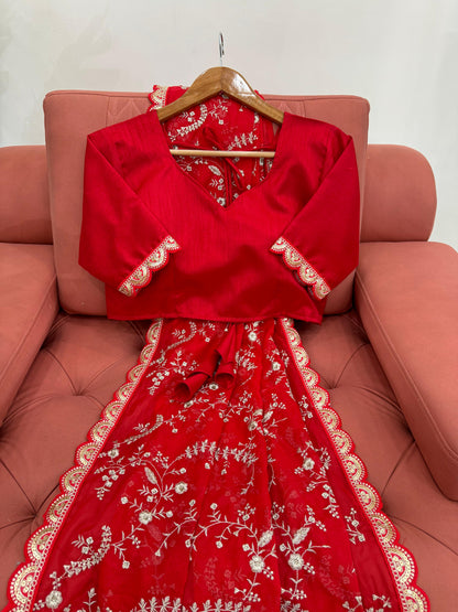 Peaceful Red Color Heavy Tabby Silk With Coding With Sequence Work Designer Saree