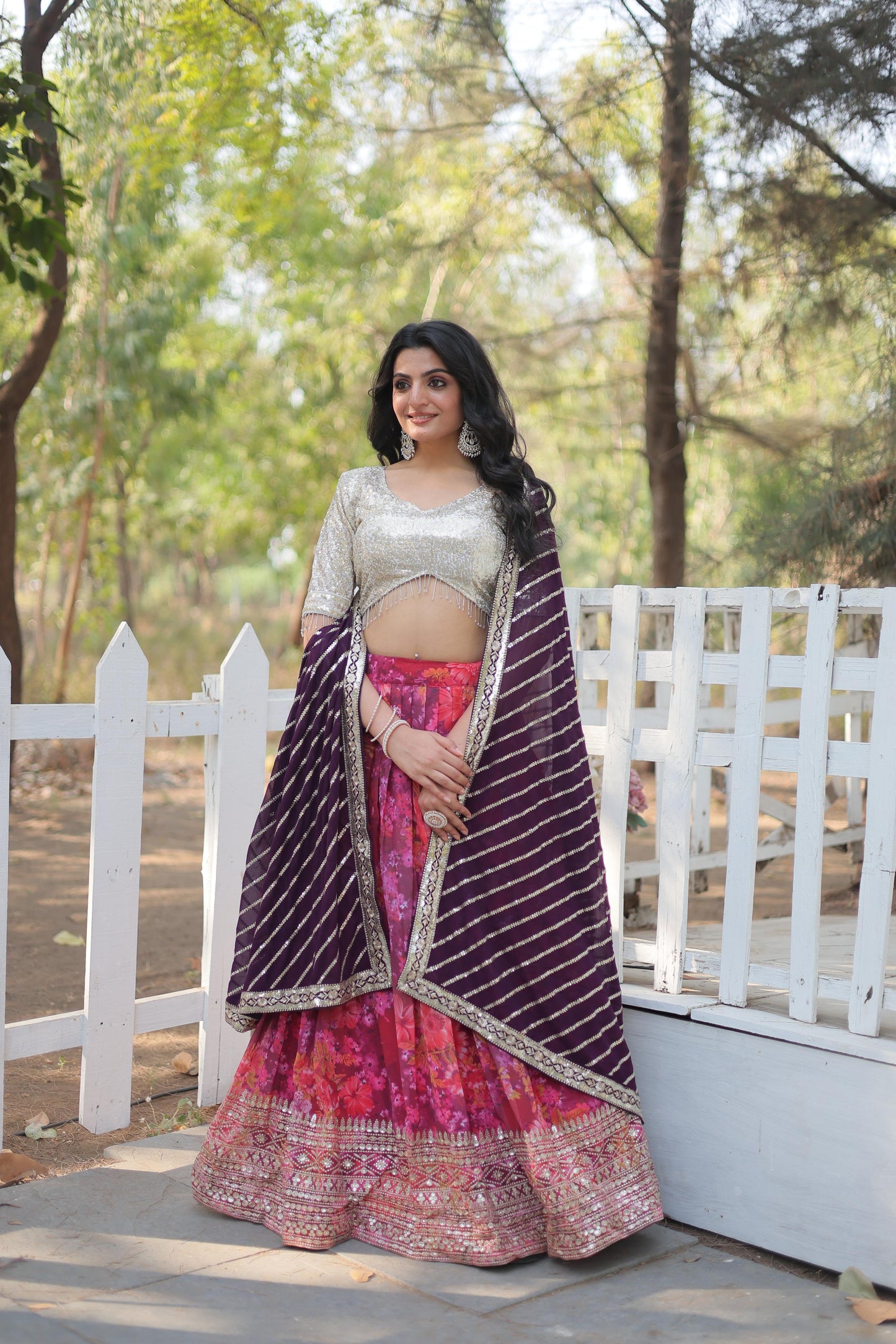 Beautiful Digital Printed Faux Georgette With Heavy Sequins And Thread Embroidered Work Lehenga Choli