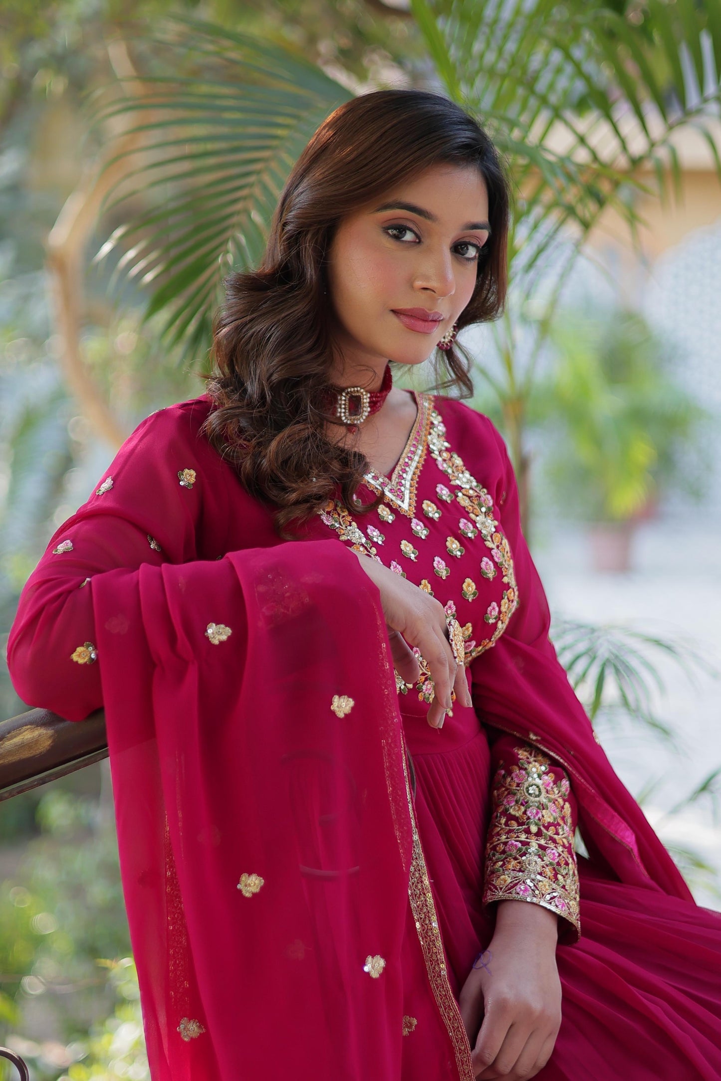 Admiring Pink Color Faux Blooming Georgette With Rich Sequins Embroidered Work Designer Gown