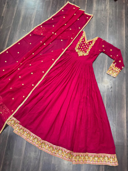Admiring Pink Color Faux Blooming Georgette With Rich Sequins Embroidered Work Designer Gown
