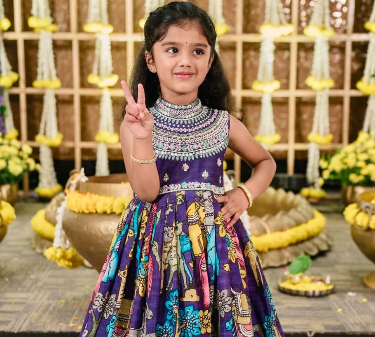 Wedding Wear Navy Blue Color Designer Kids Gown