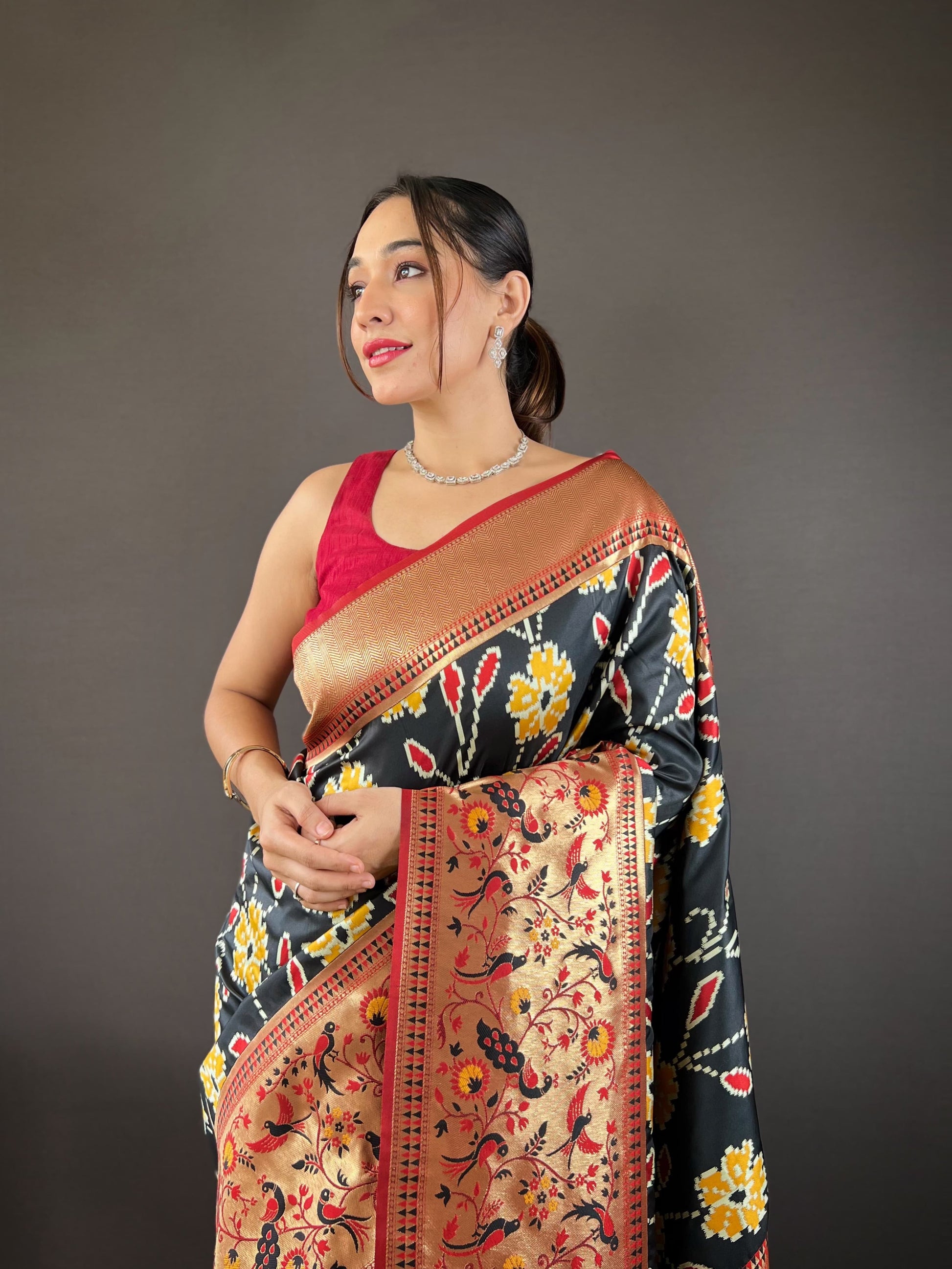 Adorable Silk Patola Weaving Black Color Saree