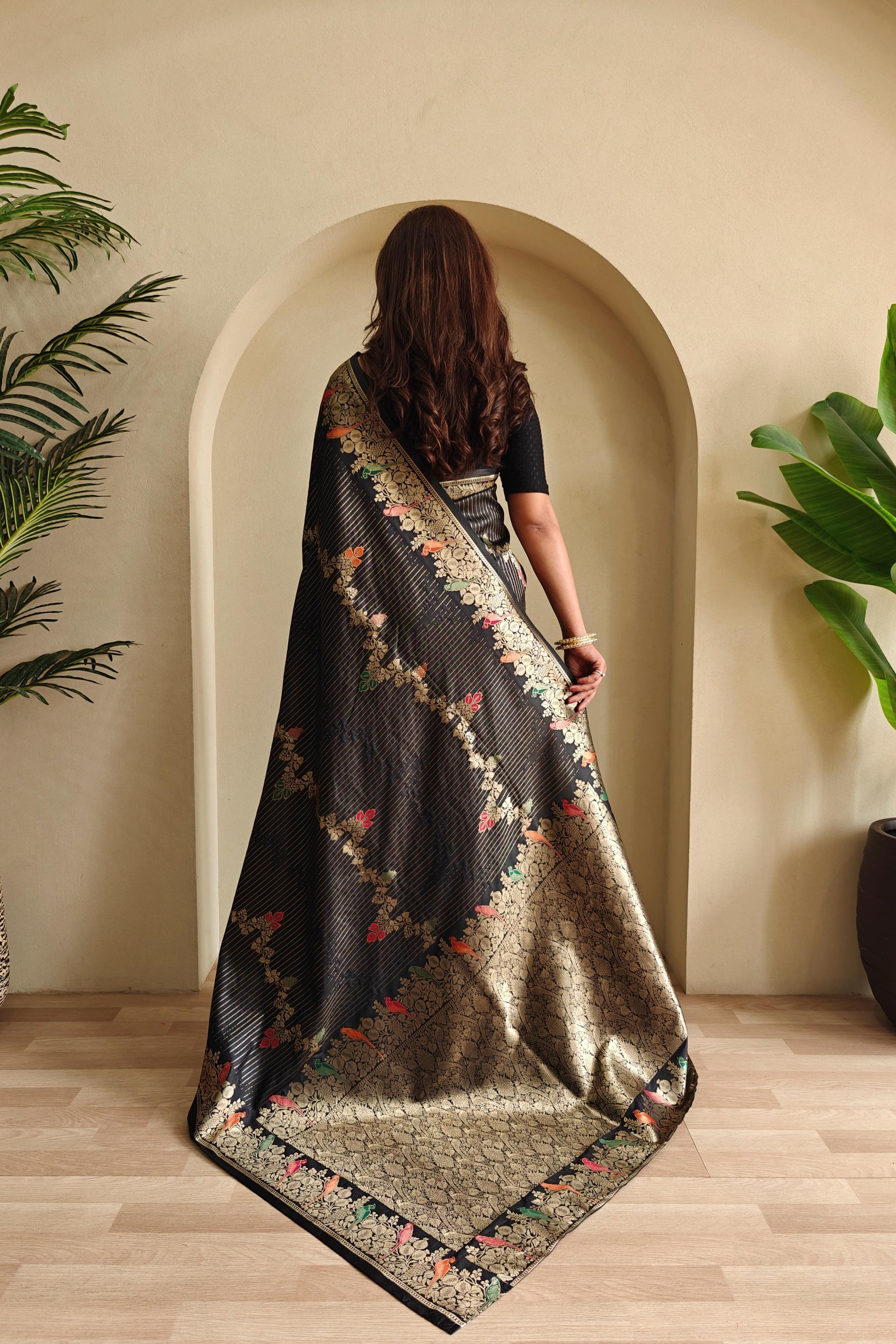 Traditional Wear Black Color Silk Saree