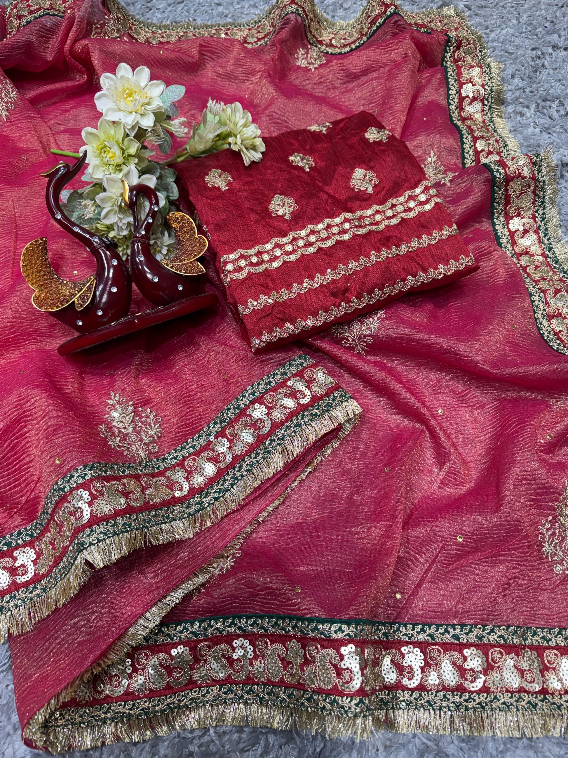 Function Wear Banarasi Crush Pink Color Saree