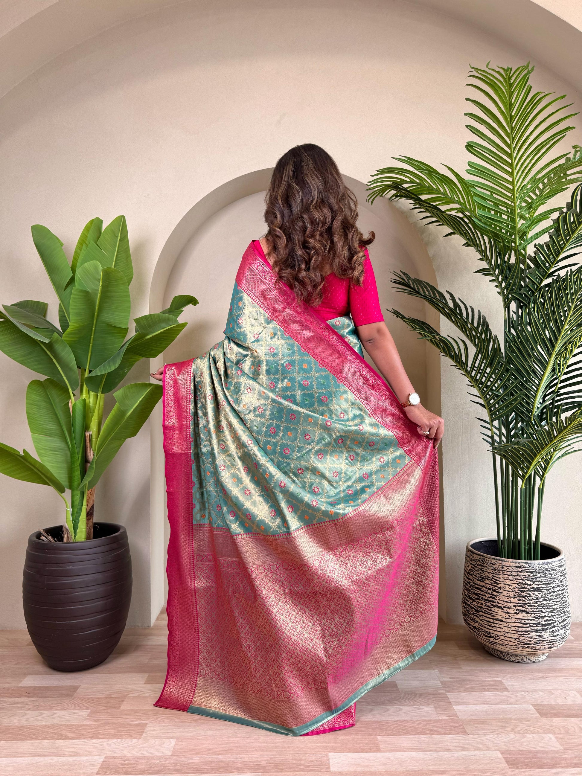 Designer Silk Zari Weaving Sky Blue Color Saree