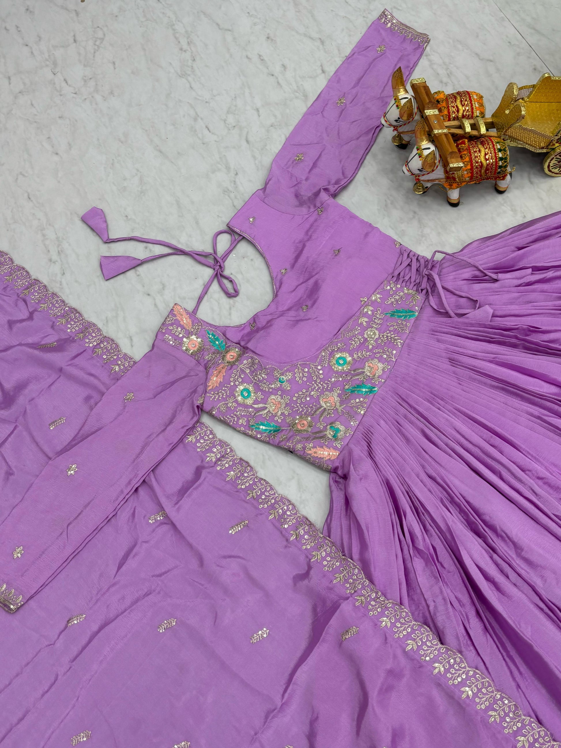 Shining Chinon Silk Purple Color Gown