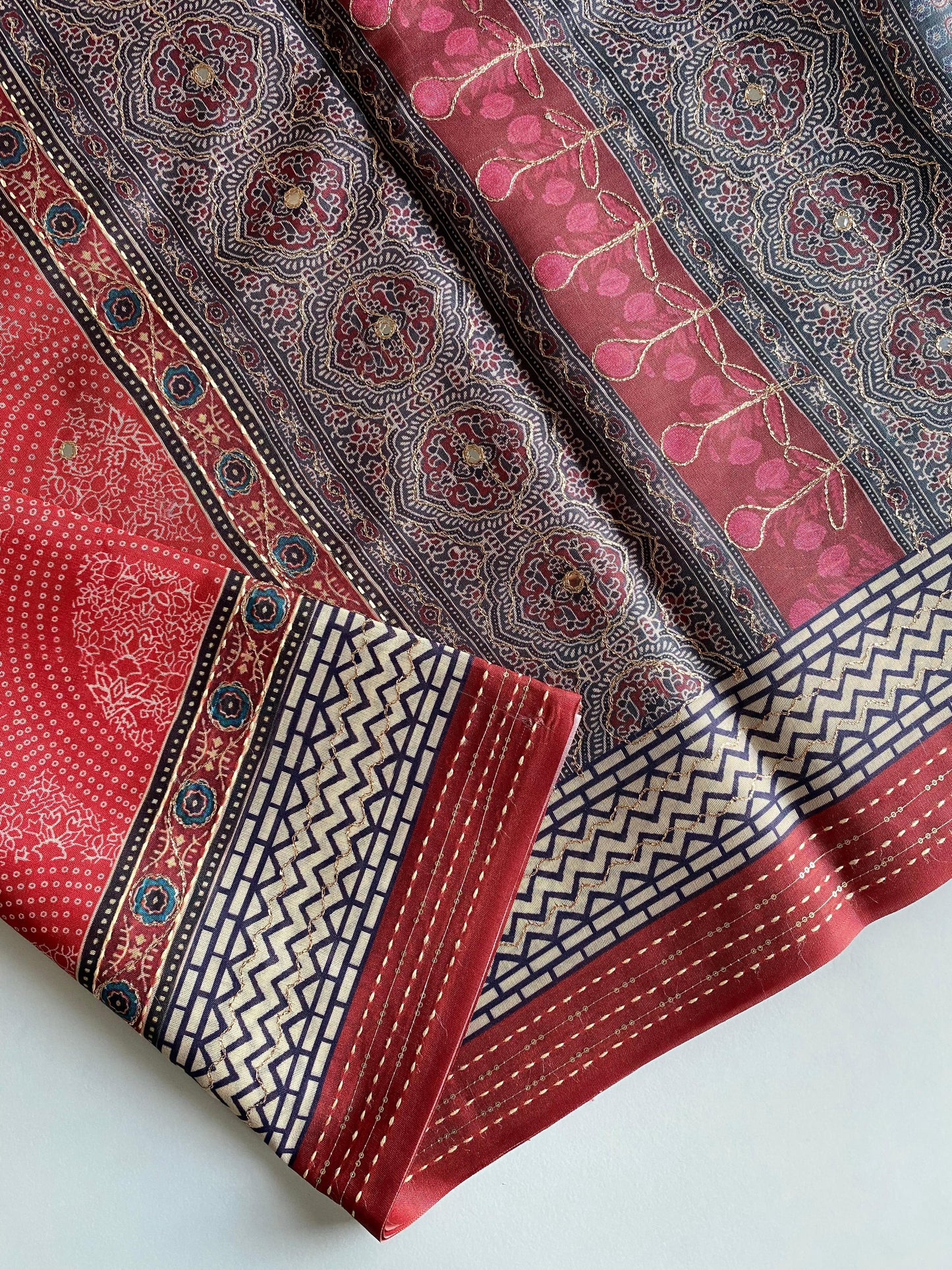 Elegant Bandhani Prints Red Color Saree