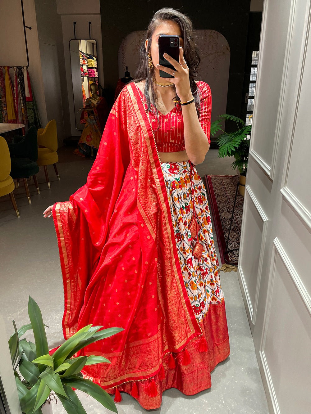 Preferable Patola Print With Foil Work Red Color Lehenga Choli