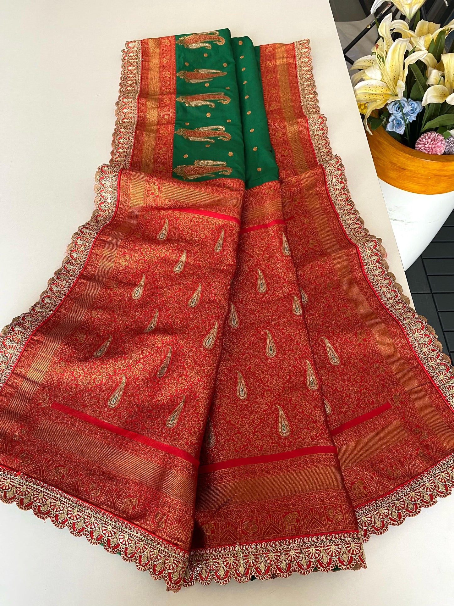 Peaceful Paithani Silk Green Color Saree