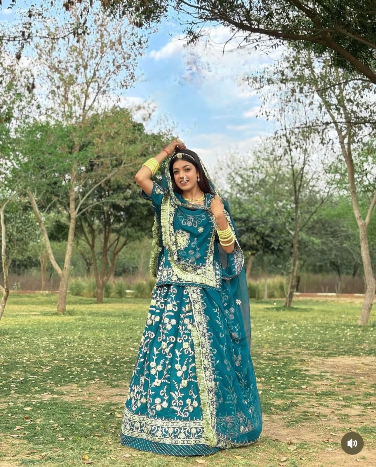 Blue Color Heavy Work Rajputi Poshak
