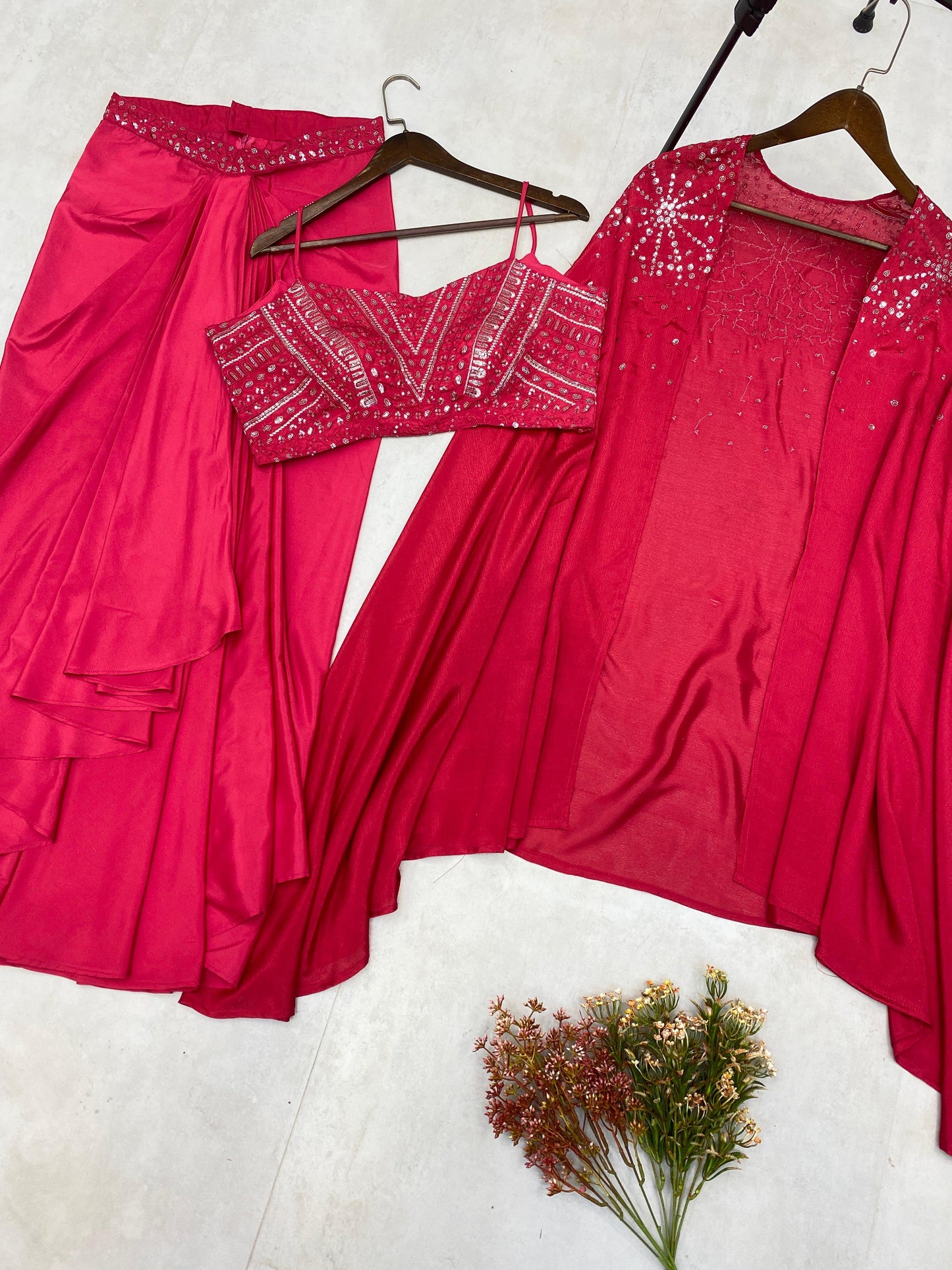 Preferable Sequence Embroidery Work Pink Color Lehenga With Shrug