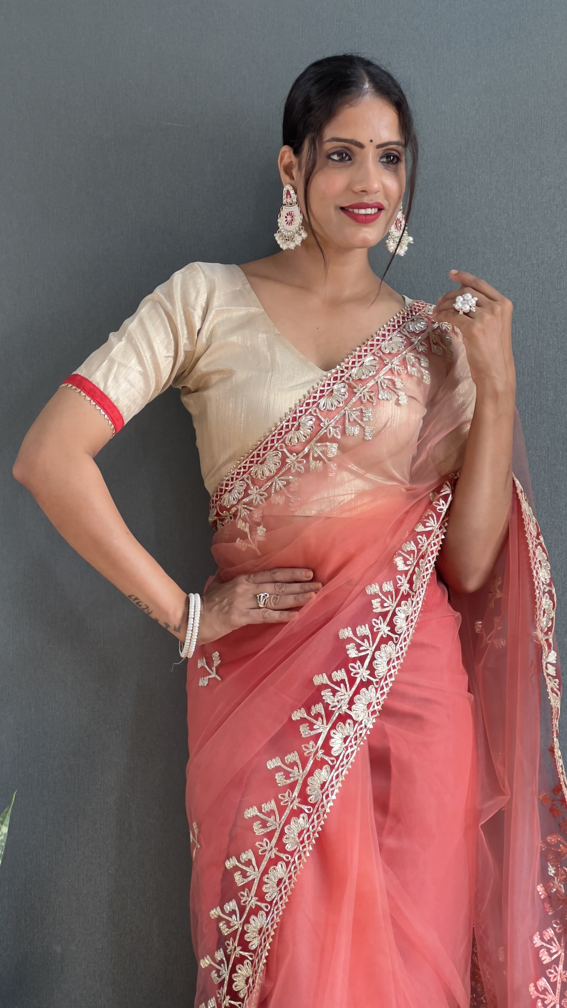 Demanding Butterfly Net Pink Color Saree