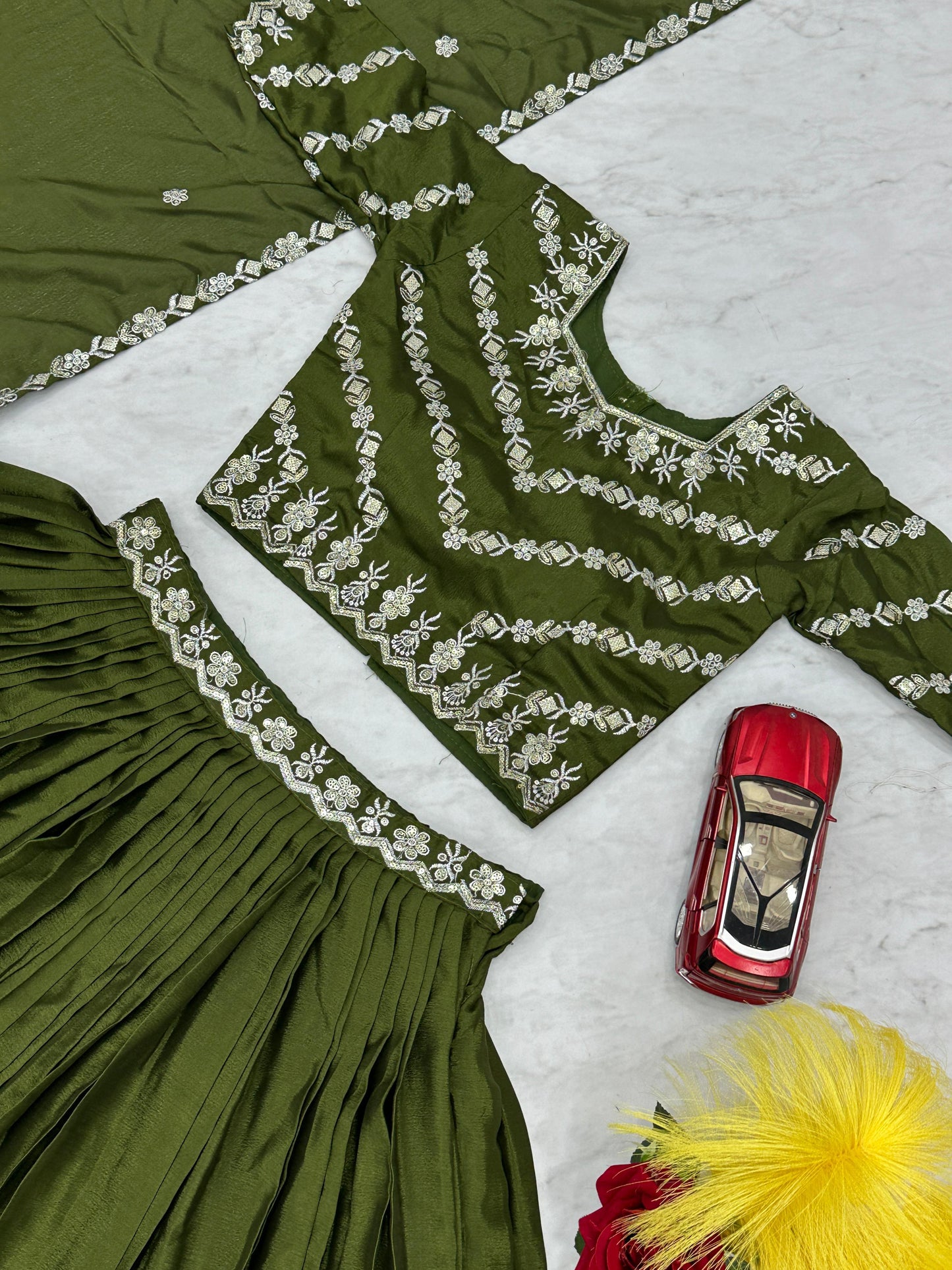 Fashionable Chinon Sequence Work Perrot Color Lehenga Choli