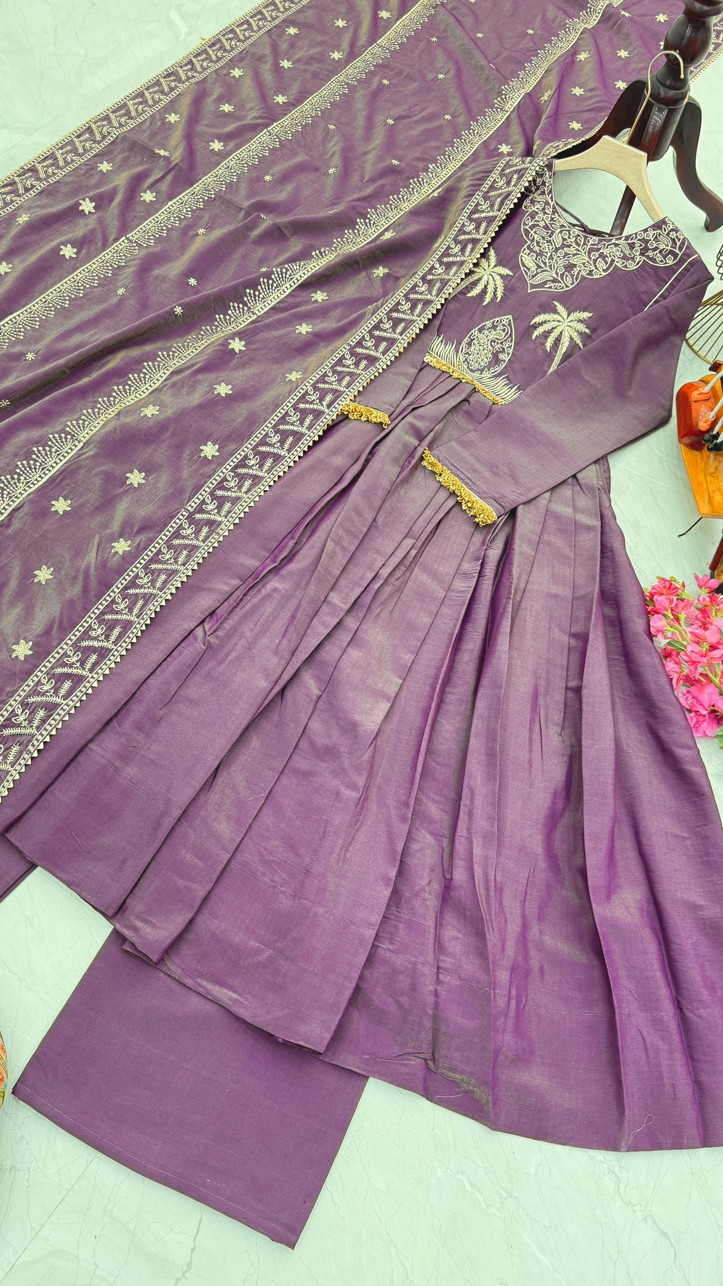 Fantastic Chimar Silk Pink Color Gown