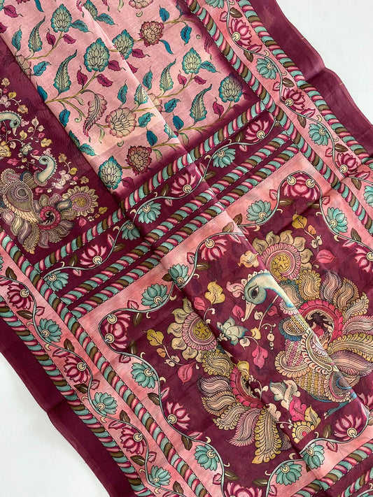 Presenting Digital Print Maroon Color Saree