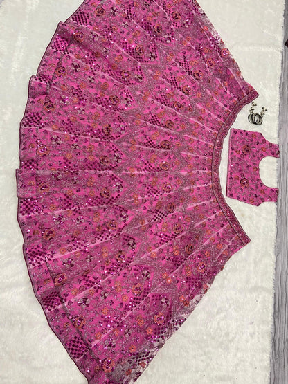 Marriage Special Sequins Work Pink Color Lehenga Choli