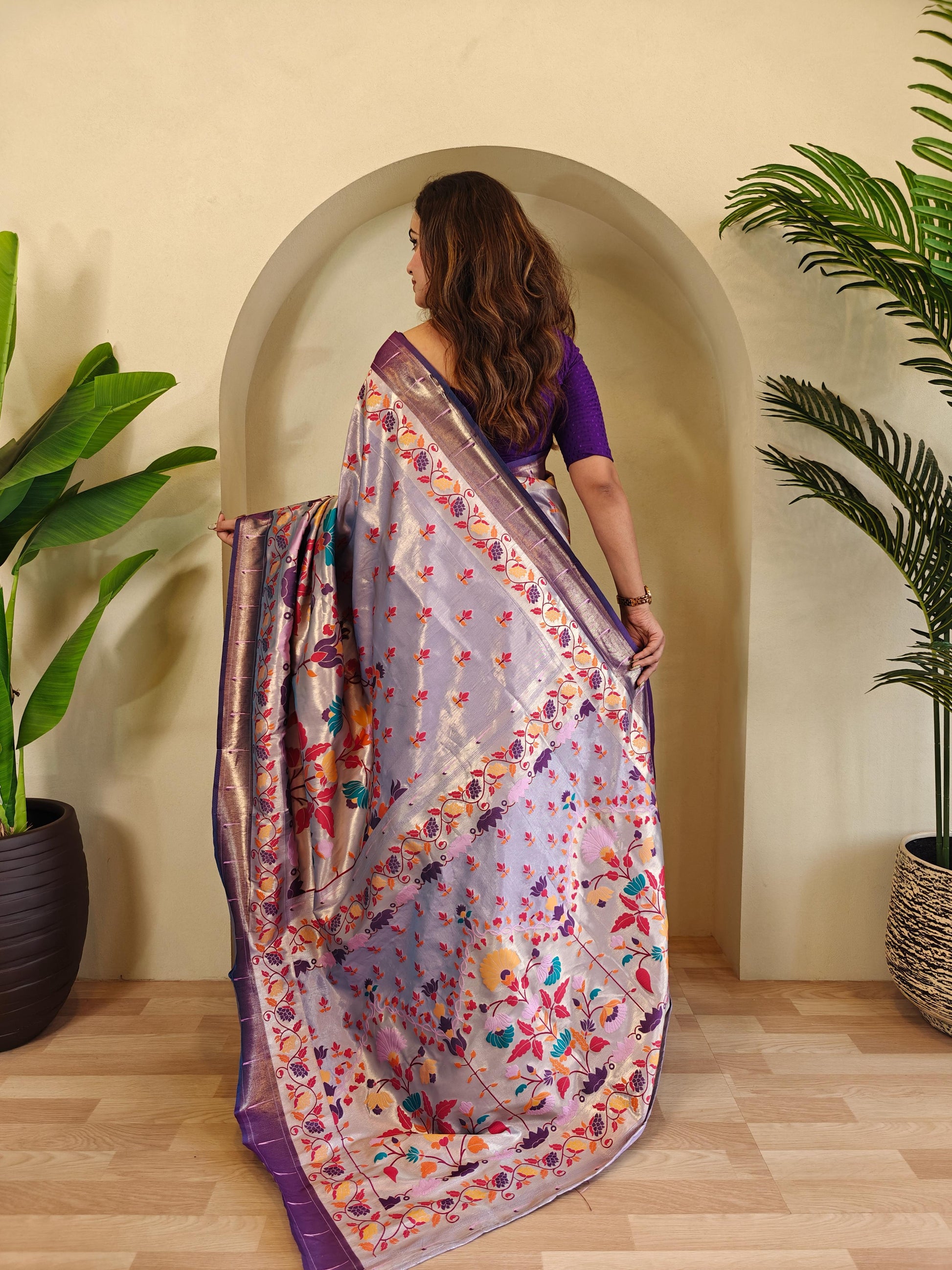 Wonderful Paithani Silk Lavender Color Saree