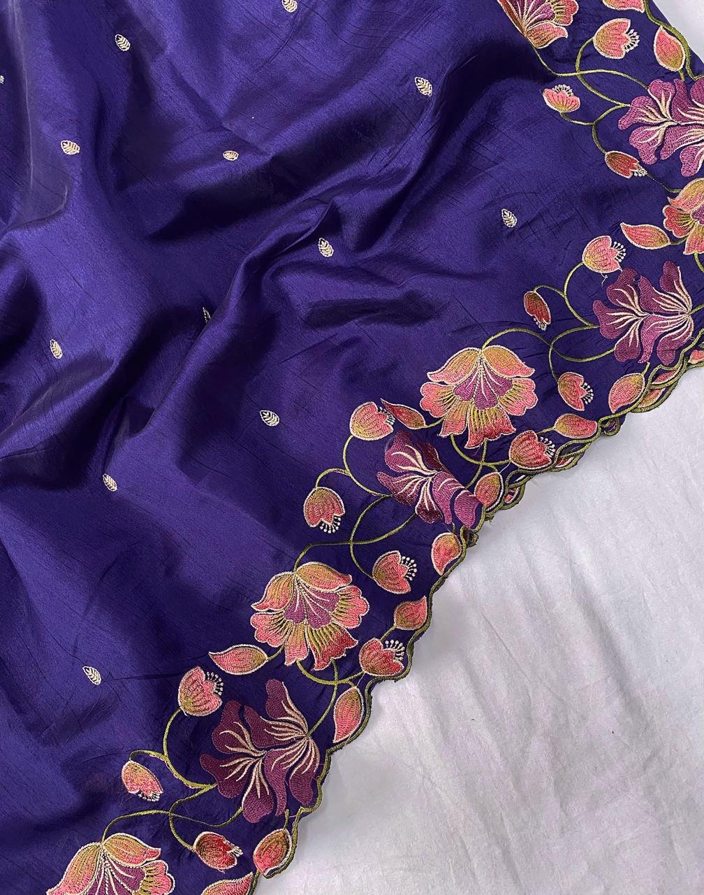 Ravishing Tussar Silk Navy Blue Color Saree