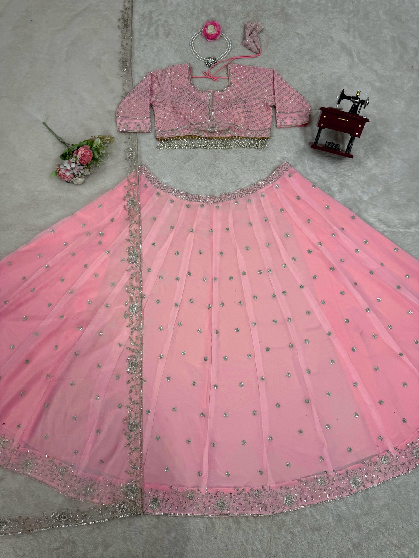 Wedding Wear Sequence Work Pink Color Lehenga Choli