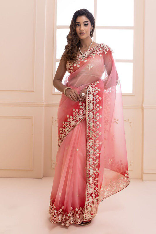 Luxuriant Soft Butterfly Net Pink Color Saree